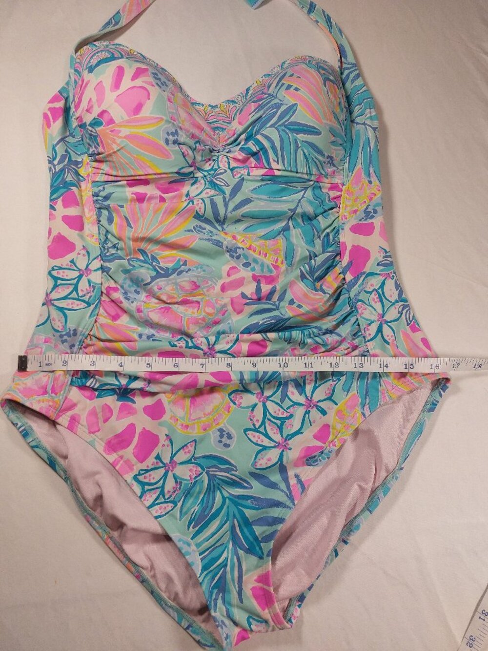 Women's Lilly Pulitzer Kolka Sea Glass Aqua Rainforest One Piece Swimsuit - Picture 5 of 16